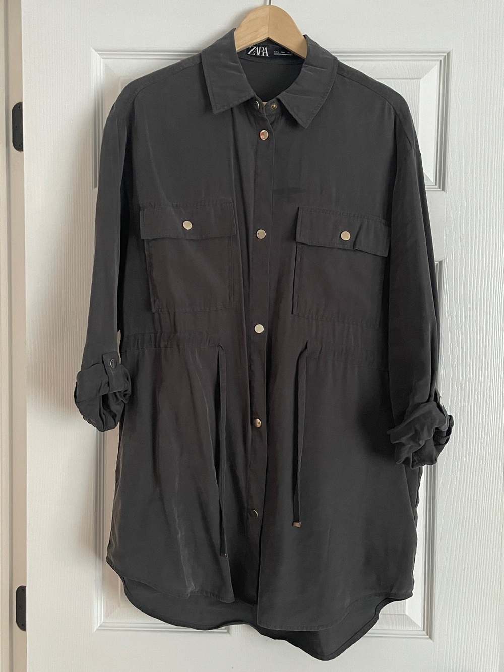 Zara Dark Gray Utility Shirt Jacket